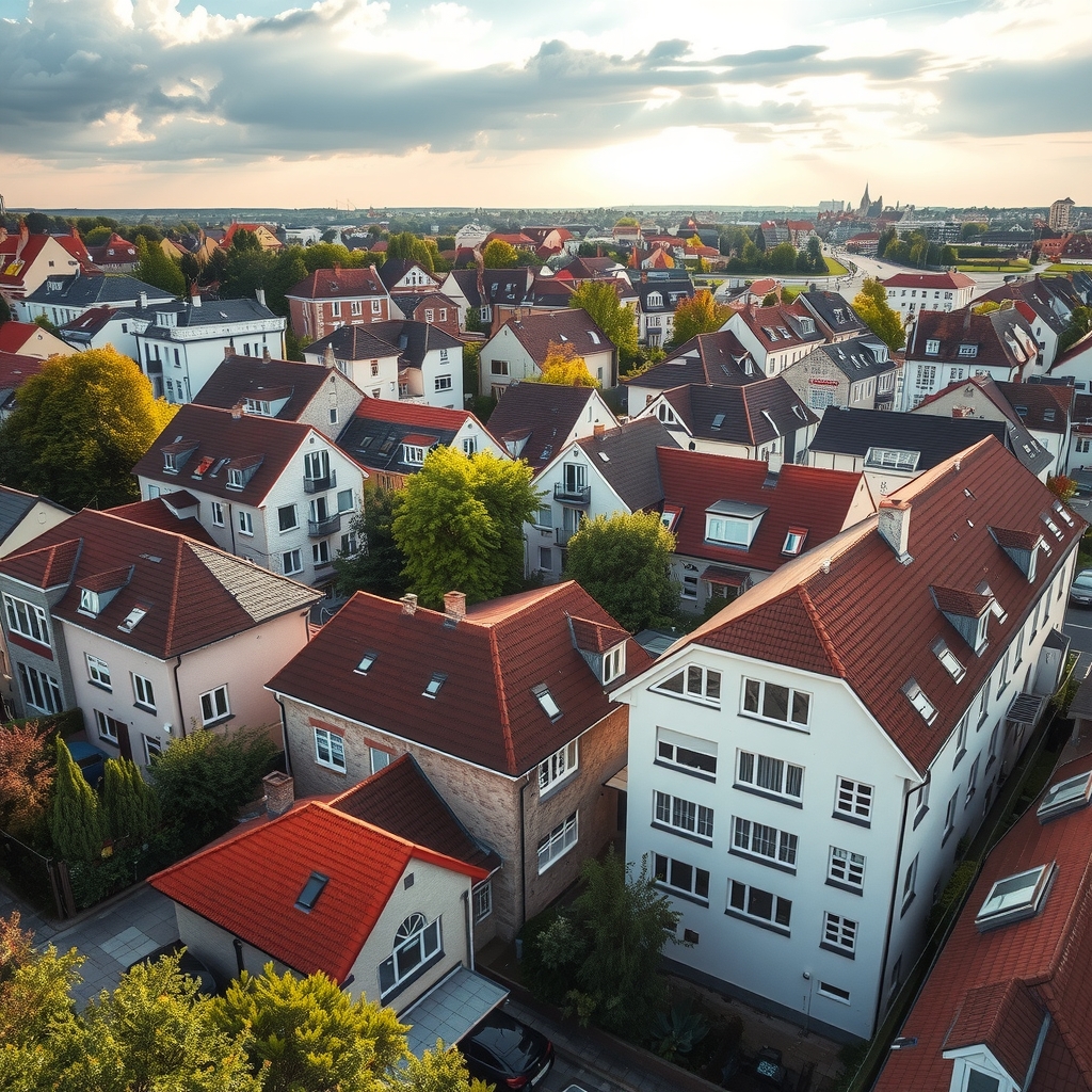 multi family houses city germany perspective from above by मुफ्त एआई छवि जनरेटर - बिना लॉगिन के✨ | AIGAZOU