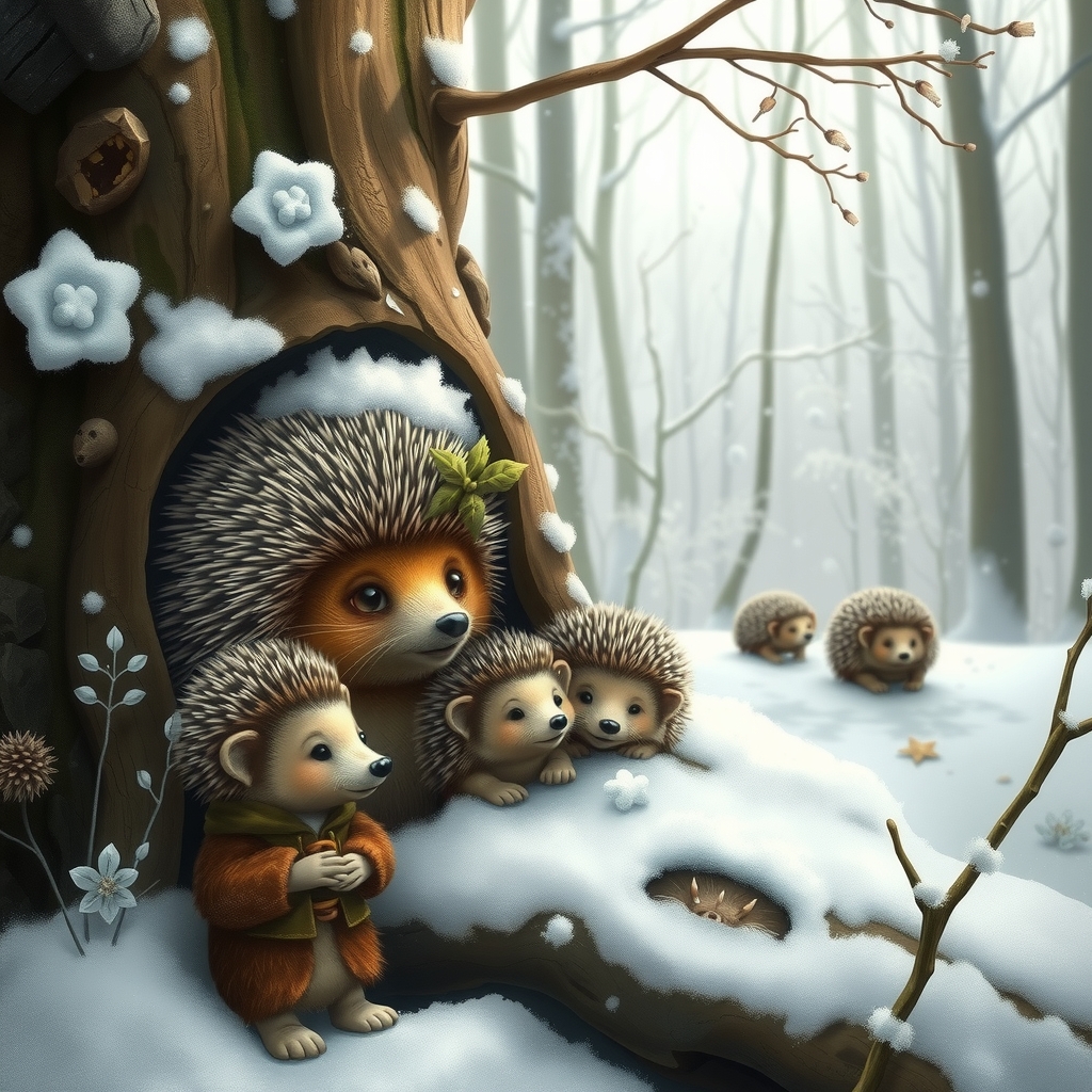 snowy fairy tale forest with hedgehogs by मुफ्त एआई छवि जनरेटर - बिना लॉगिन के✨ | AIGAZOU