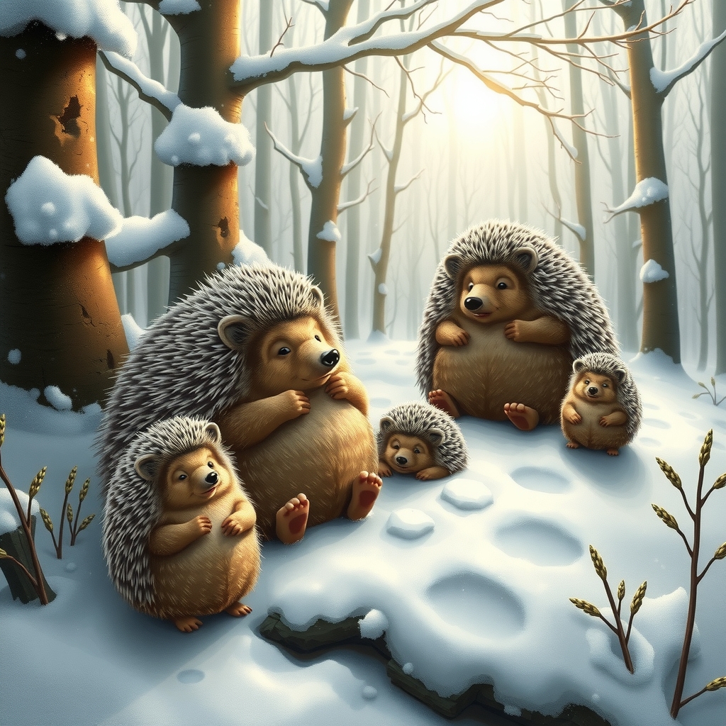 snowy fairy tale forest with hedgehogs by मुफ्त एआई छवि जनरेटर - बिना लॉगिन के✨ | AIGAZOU