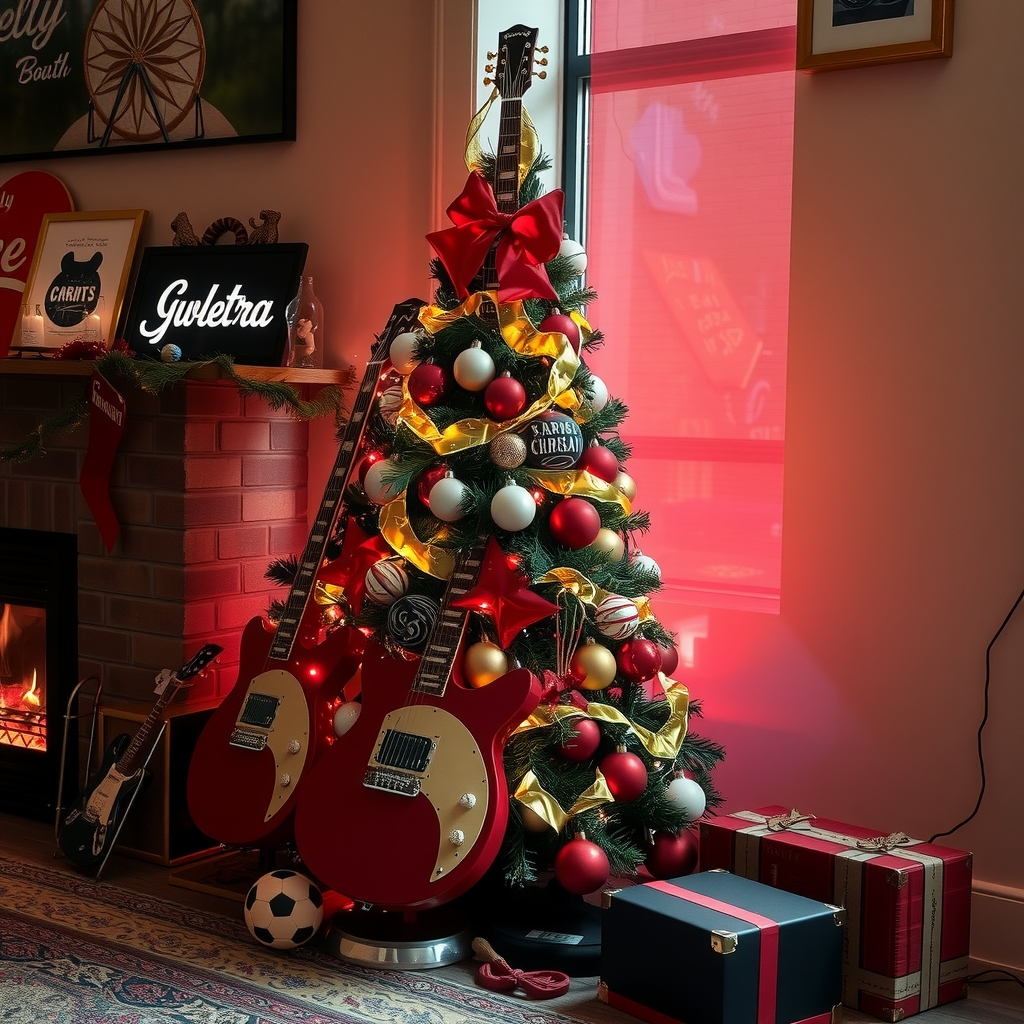 celebrate rocker christmas with a rocker tree by मुफ्त एआई छवि जनरेटर - बिना लॉगिन के✨ | AIGAZOU