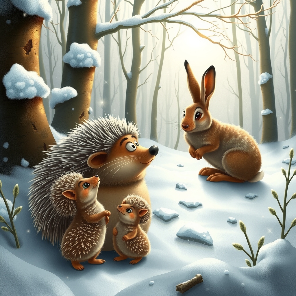 snowy fairy tale forest with hedgehogs by मुफ्त एआई छवि जनरेटर - बिना लॉगिन के✨ | AIGAZOU