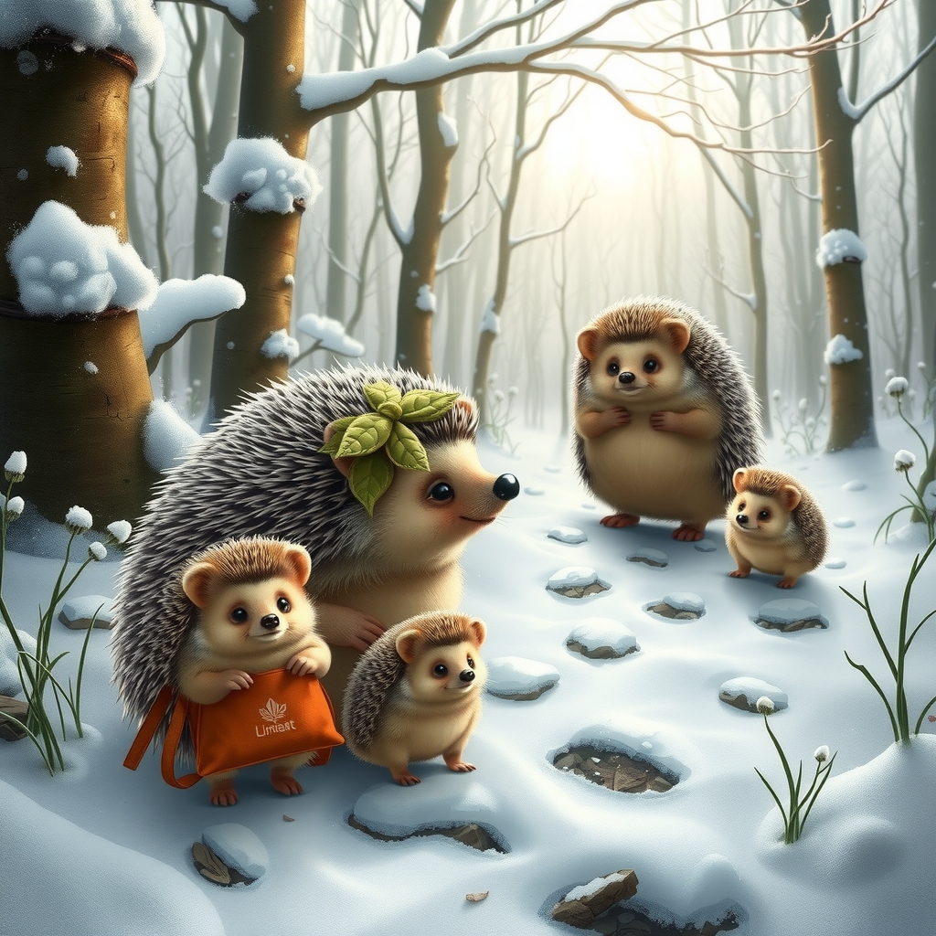 snowy fairy tale forest with hedgehogs by Générateur d'images par IA gratuit - Aucune connexion nécessaire✨ | AIGAZOU