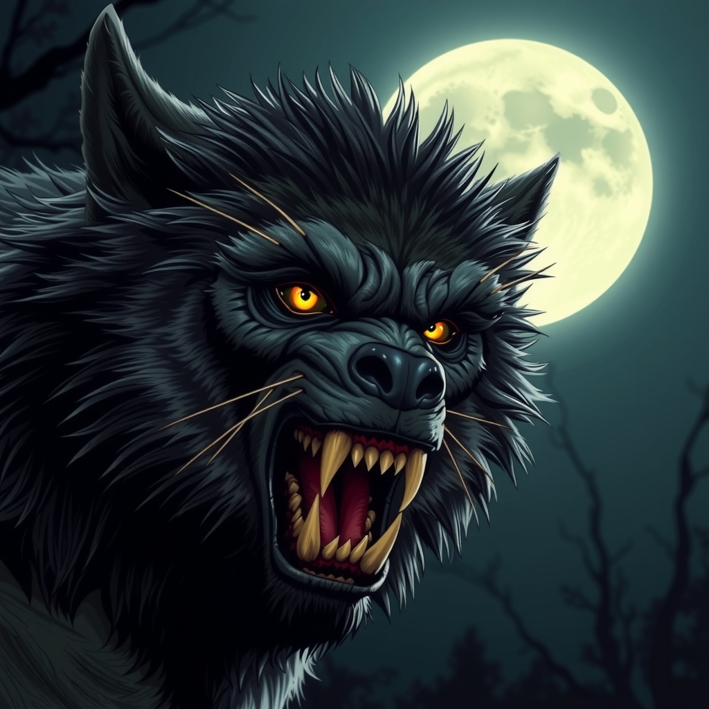 a werewolf with a terrifying face on a full moon night by मुफ्त एआई छवि जनरेटर - बिना लॉगिन के✨ | AIGAZOU