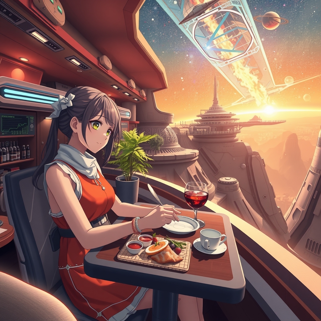 future mars high tech vacation anime girl by मुफ्त एआई छवि जनरेटर - बिना लॉगिन के✨ | AIGAZOU