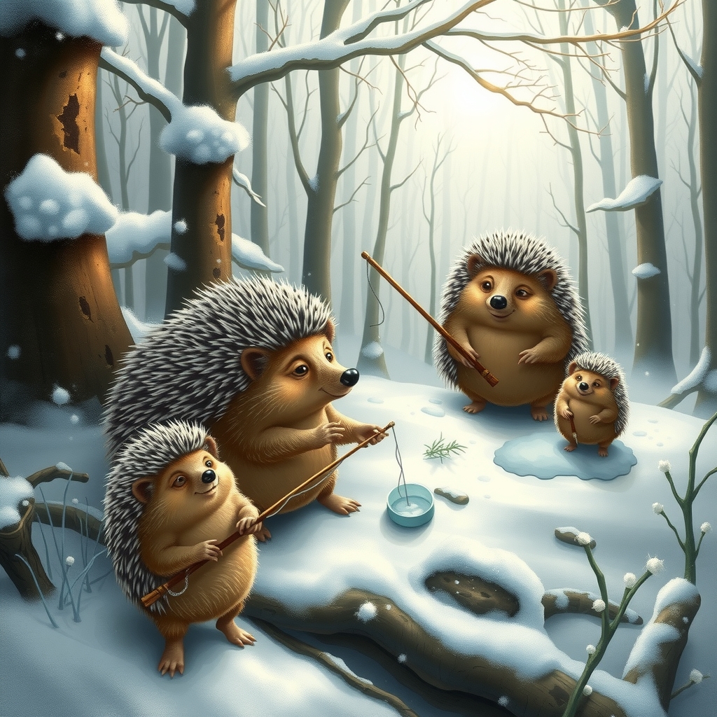 snowy fairy tale forest with hedgehogs by मुफ्त एआई छवि जनरेटर - बिना लॉगिन के✨ | AIGAZOU