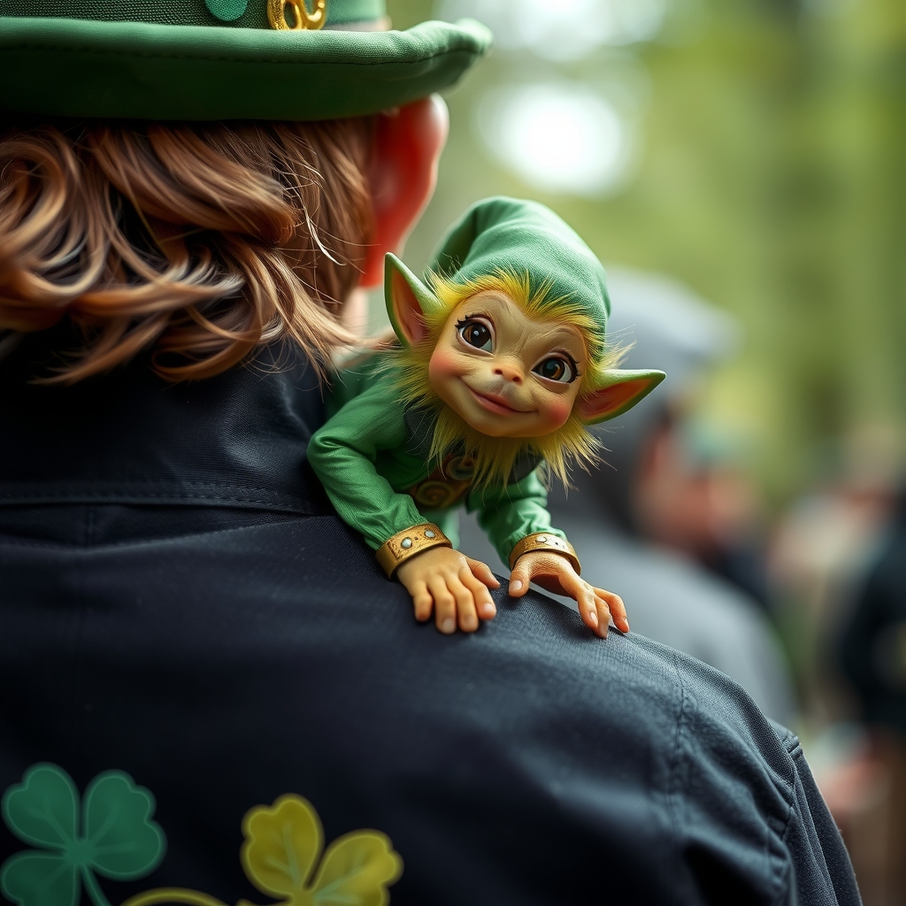 leprechaun on someone shoulder by मुफ्त एआई छवि जनरेटर - बिना लॉगिन के✨ | AIGAZOU