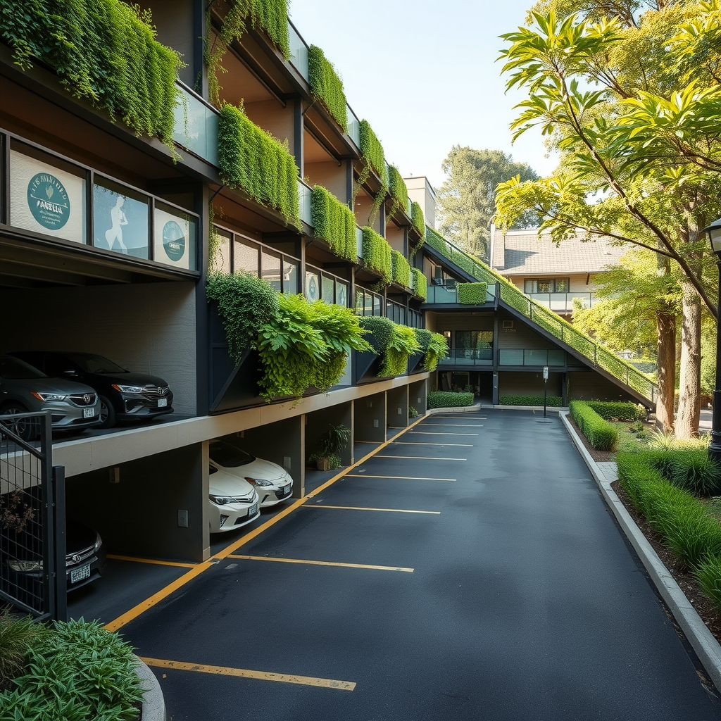 greened district parking garage by मुफ्त एआई छवि जनरेटर - बिना लॉगिन के✨ | AIGAZOU