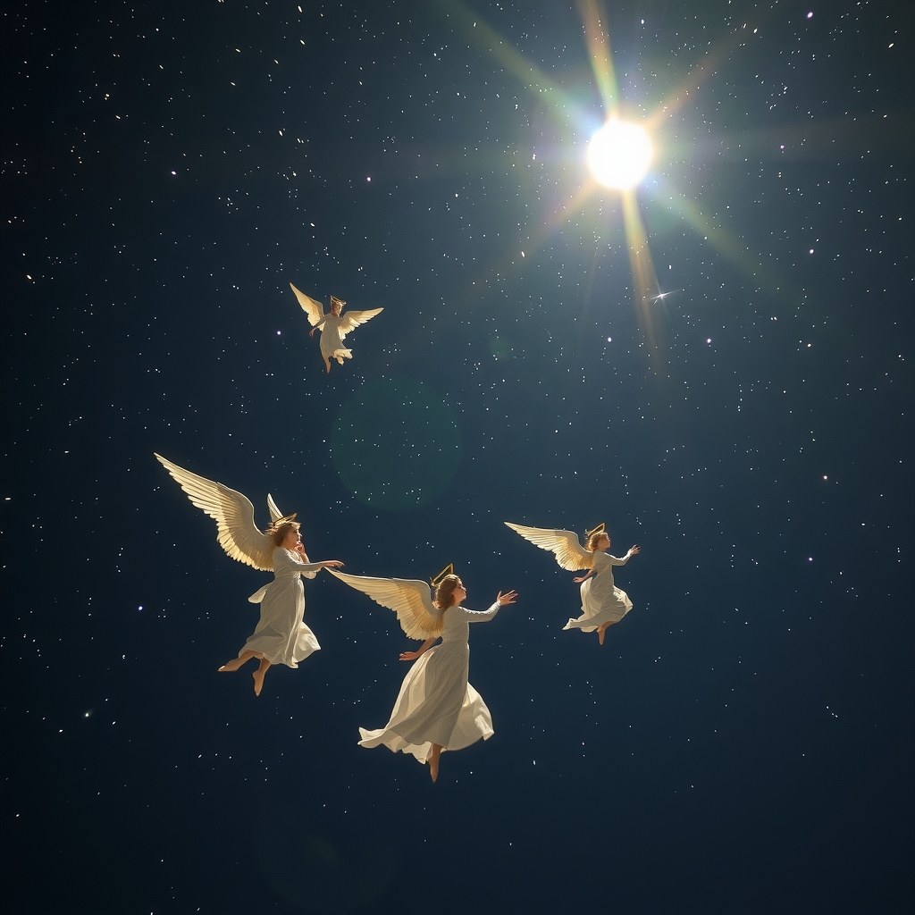 quiet night angels descend silver starry sky hope song by Générateur d'images par IA gratuit - Aucune connexion nécessaire✨ | AIGAZOU