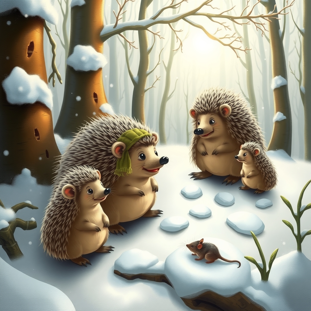 snowy fairy tale forest with hedgehogs by मुफ्त एआई छवि जनरेटर - बिना लॉगिन के✨ | AIGAZOU