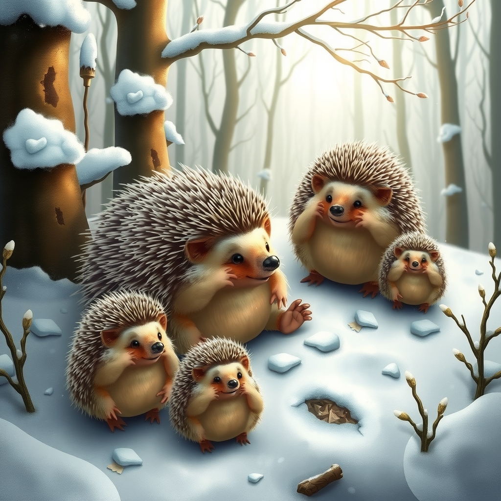 snowy fairy tale forest with hedgehogs by मुफ्त एआई छवि जनरेटर - बिना लॉगिन के✨ | AIGAZOU