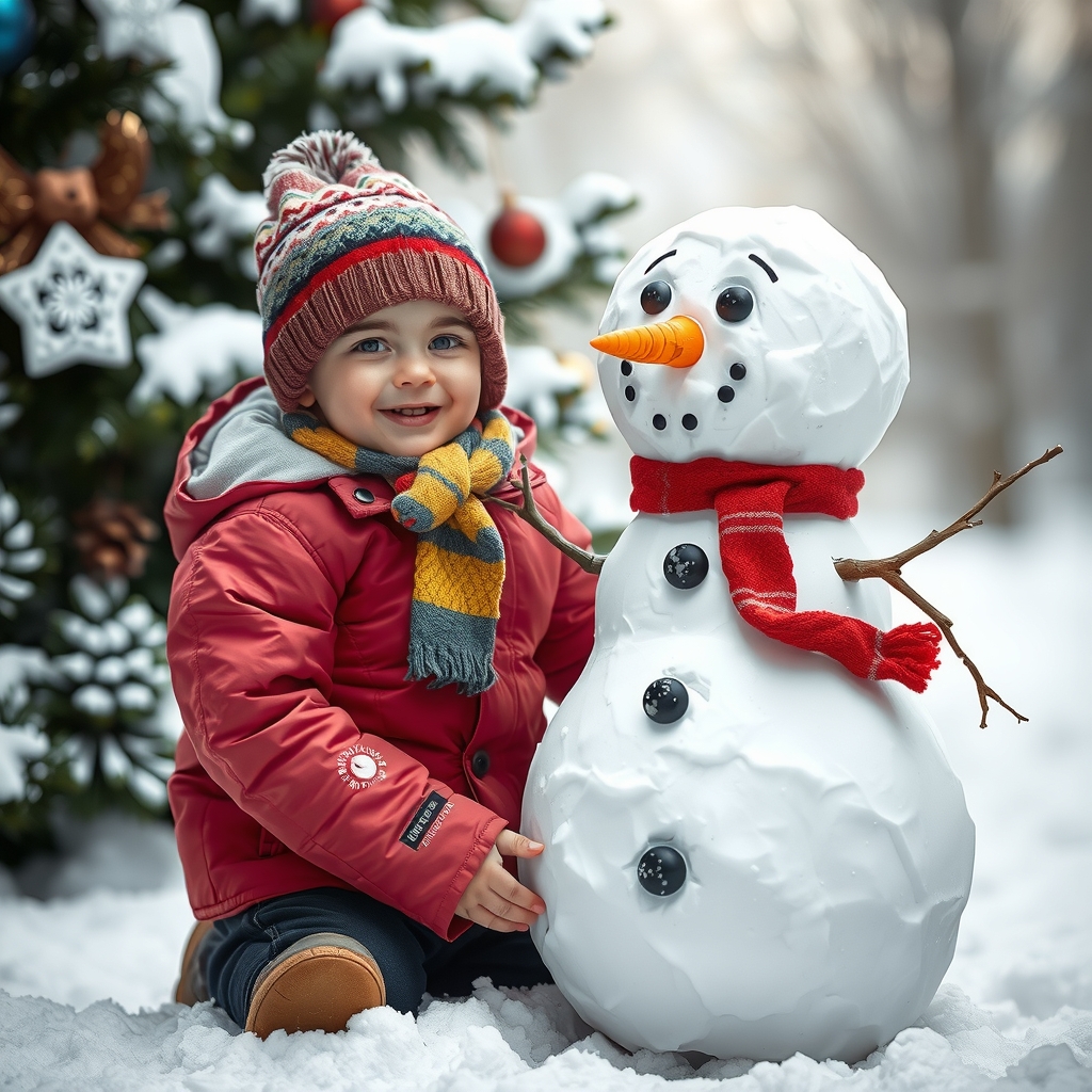 child and snowman by मुफ्त एआई छवि जनरेटर - बिना लॉगिन के✨ | AIGAZOU