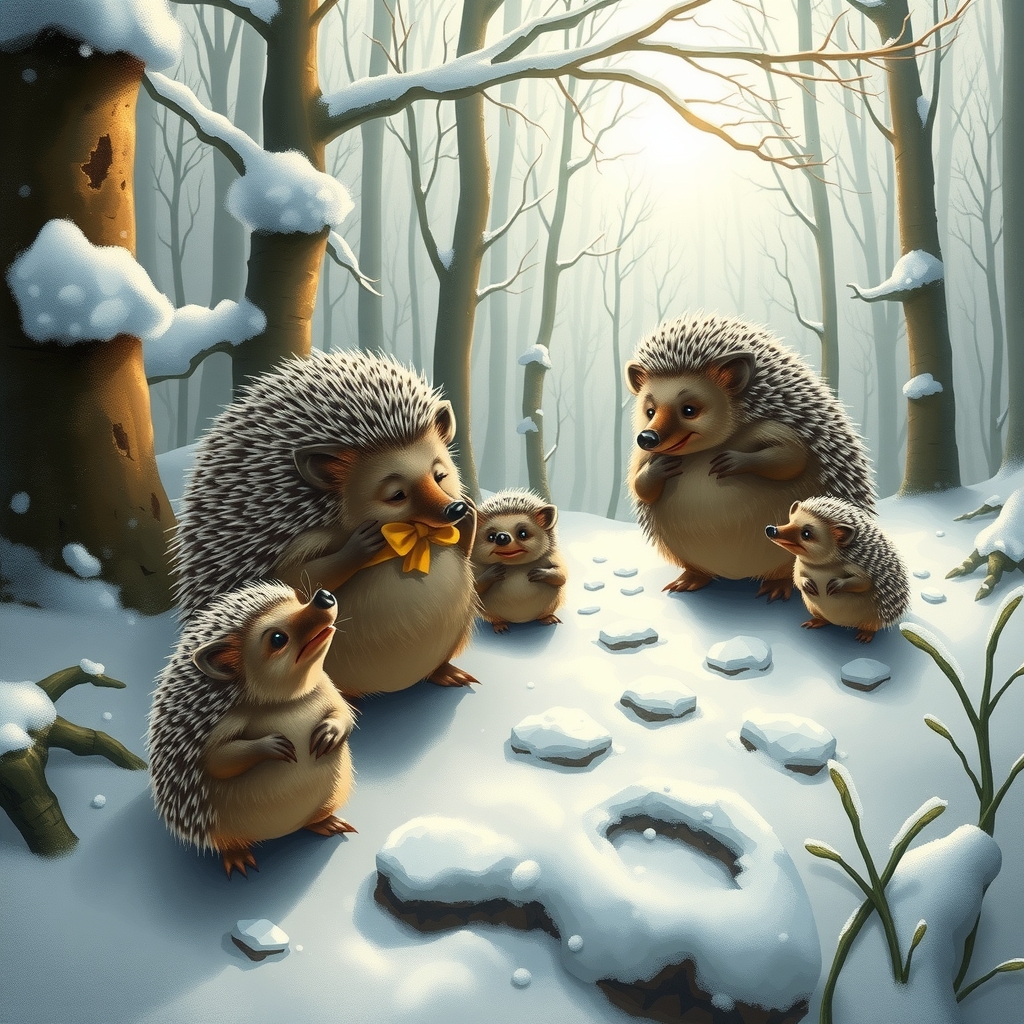 snowy fairy tale forest with hedgehogs by मुफ्त एआई छवि जनरेटर - बिना लॉगिन के✨ | AIGAZOU