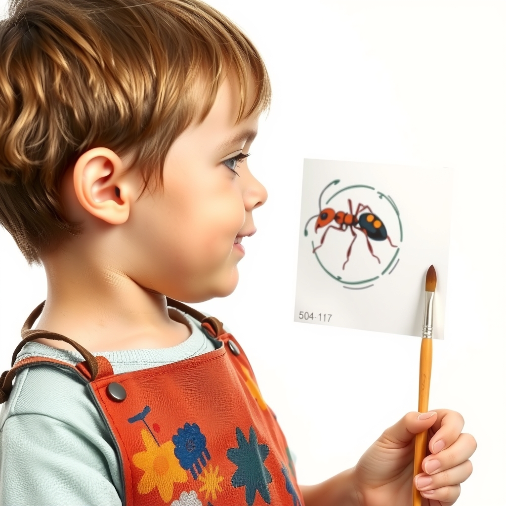 a child painting a tiny ant with a smudged apron by मुफ्त एआई छवि जनरेटर - बिना लॉगिन के✨ | AIGAZOU