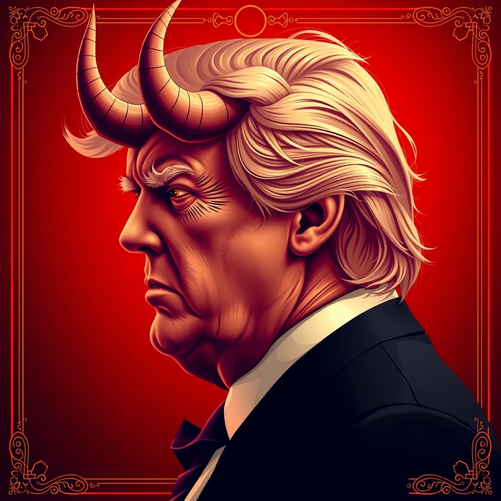 donald trump demon youth style poster by मुफ्त एआई छवि जनरेटर - बिना लॉगिन के✨ | AIGAZOU