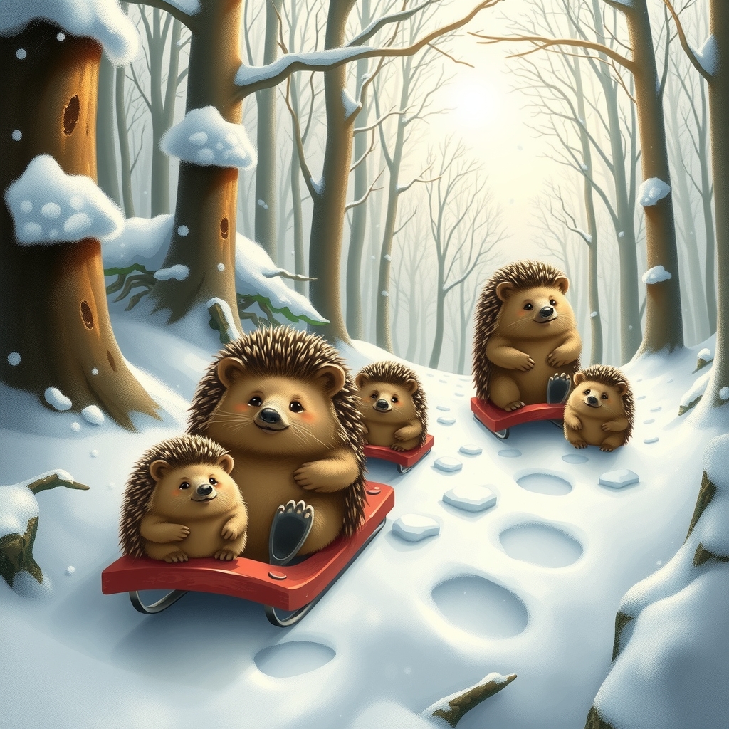 snowy fairy tale forest with hedgehogs by मुफ्त एआई छवि जनरेटर - बिना लॉगिन के✨ | AIGAZOU