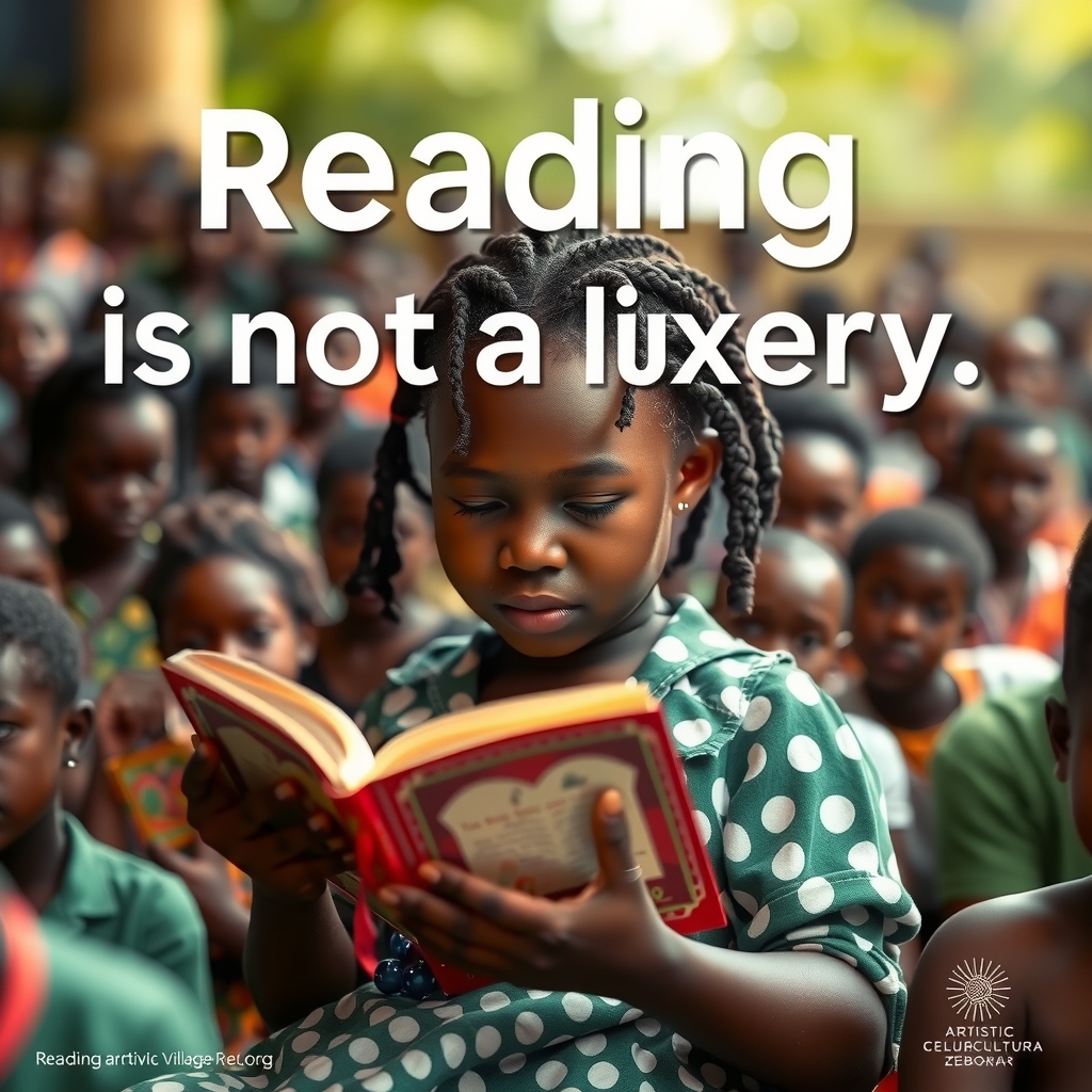 a black girl reading in zebola village by Générateur d'images par IA gratuit - Aucune connexion nécessaire✨ | AIGAZOU