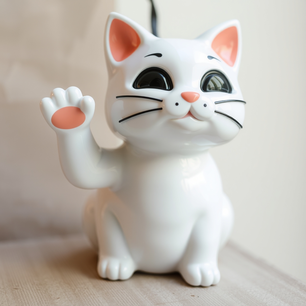 waving plastic white cat by मुफ्त एआई छवि जनरेटर - बिना लॉगिन के✨ | AIGAZOU