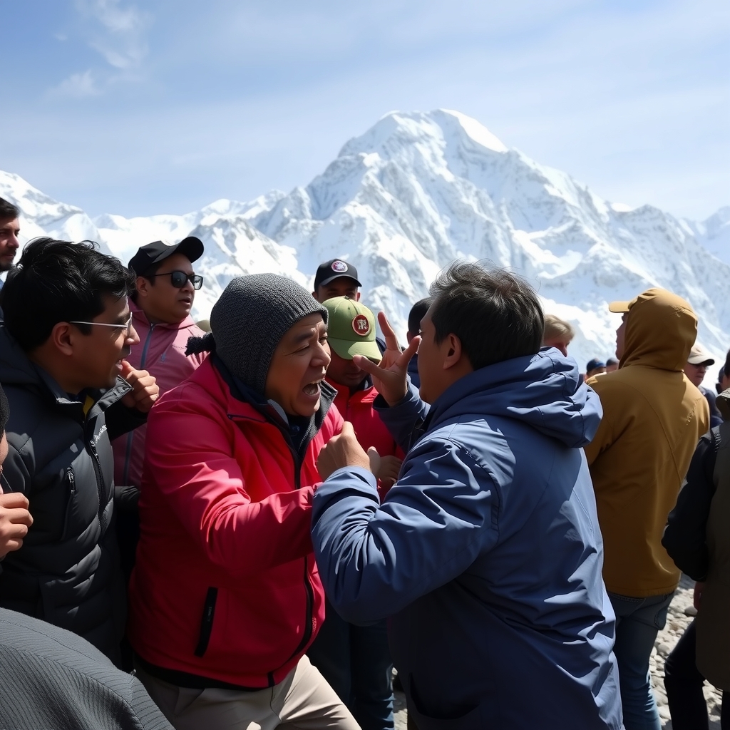 fighting for photos on everest by मुफ्त एआई छवि जनरेटर - बिना लॉगिन के✨ | AIGAZOU