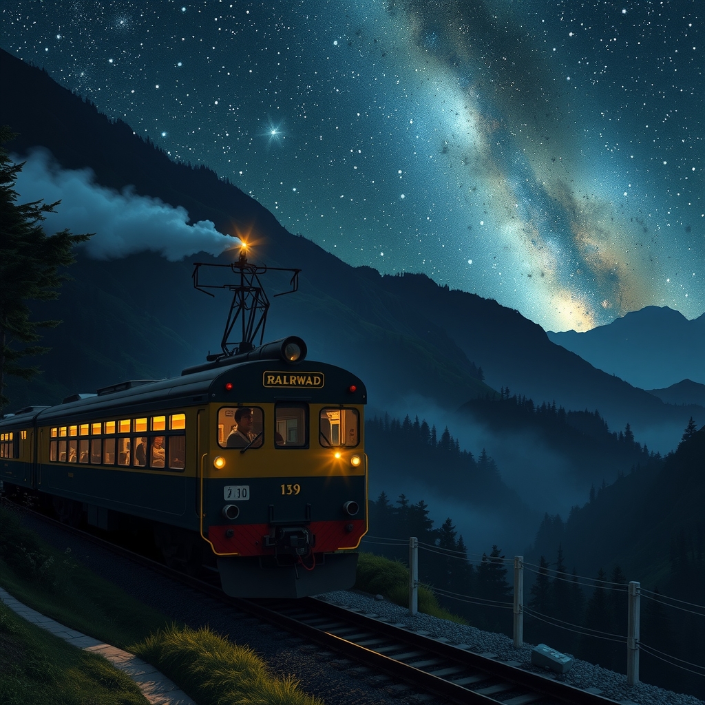 night on the galactic railroad by 免费AI图像生成工具 | AIGAZOU