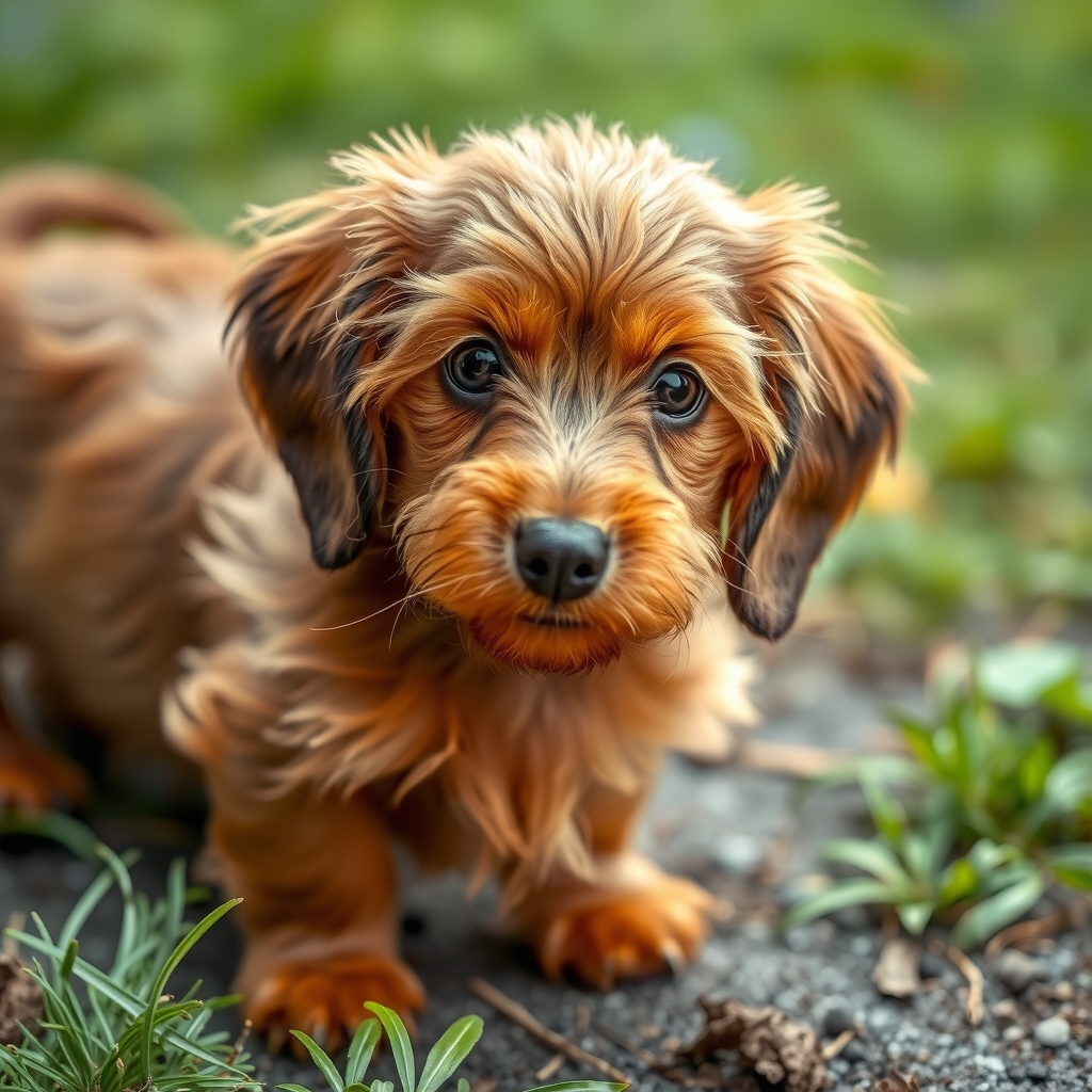 cute rough coated dachshund puppy playing by मुफ्त एआई छवि जनरेटर - बिना लॉगिन के✨ | AIGAZOU