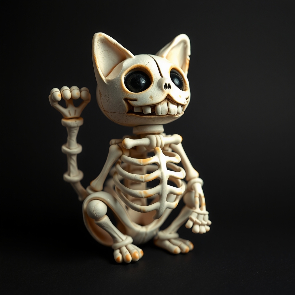 winking cat from bone skeleton maneki neko layered dark background by Générateur d'images par IA gratuit - Aucune connexion nécessaire✨ | AIGAZOU