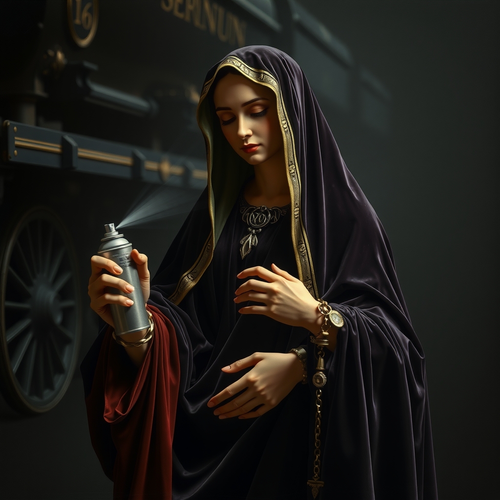 black madonna spray can dark background by मुफ्त एआई छवि जनरेटर - बिना लॉगिन के✨ | AIGAZOU