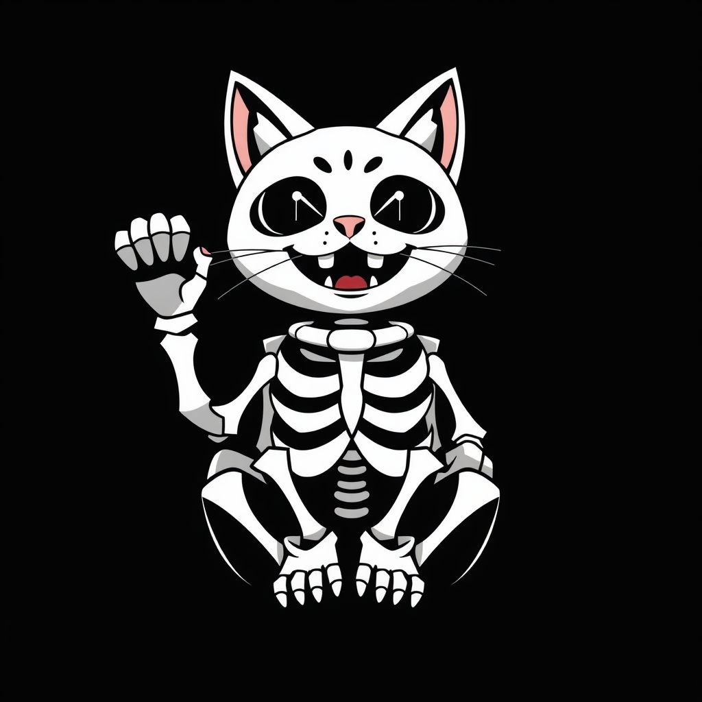 winking cat as skeleton maneki neko by मुफ्त एआई छवि जनरेटर - बिना लॉगिन के✨ | AIGAZOU