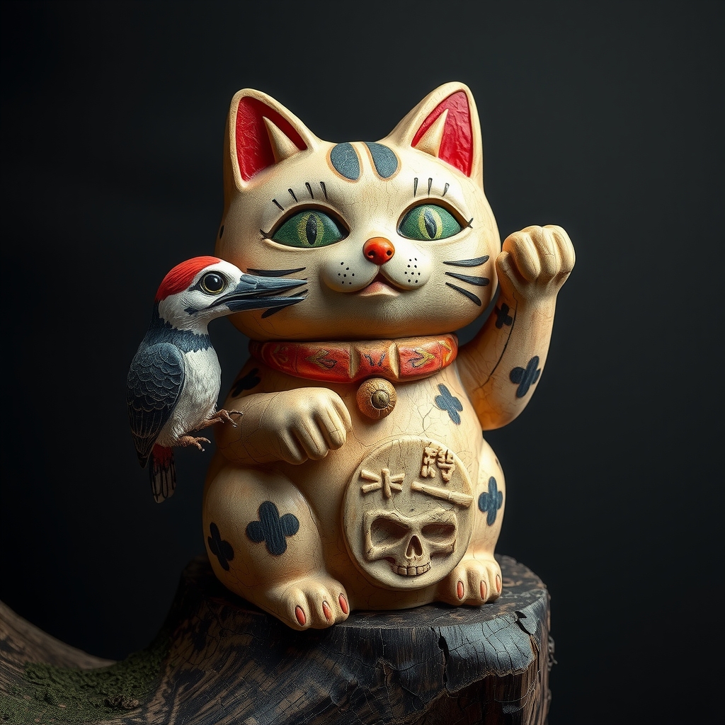 winkekatze raw maneki neko layered wood figure by मुफ्त एआई छवि जनरेटर - बिना लॉगिन के✨ | AIGAZOU