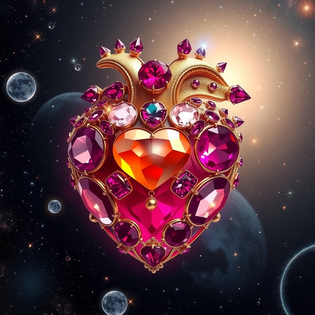 a corundum heart decorated with ornaments and gems by Générateur d'images par IA gratuit - Aucune connexion nécessaire✨ | AIGAZOU