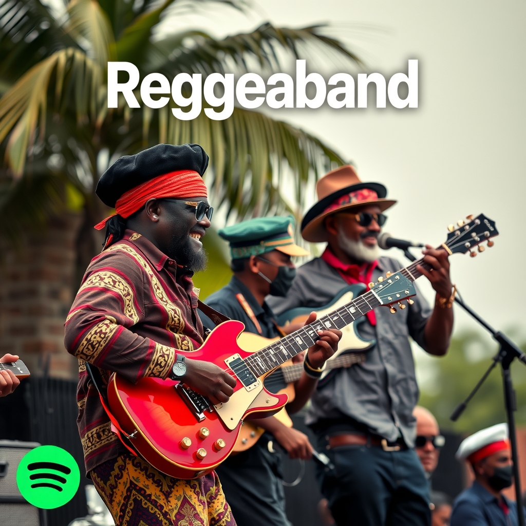 reggeaband on a music album cover by spotify by मुफ्त एआई छवि जनरेटर - बिना लॉगिन के✨ | AIGAZOU