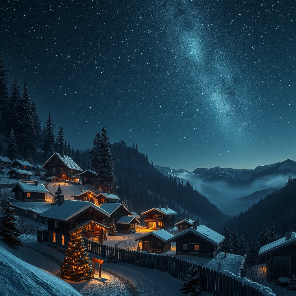 christmas town and starry night sky by मुफ्त एआई छवि जनरेटर - बिना लॉगिन के✨ | AIGAZOU