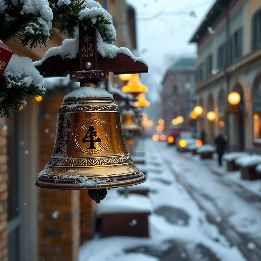 christmas bells echo through snow filled streets by मुफ्त एआई छवि जनरेटर - बिना लॉगिन के✨ | AIGAZOU