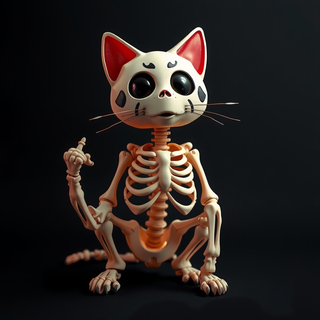 winking cat as skeleton maneki neko by मुफ्त एआई छवि जनरेटर - बिना लॉगिन के✨ | AIGAZOU