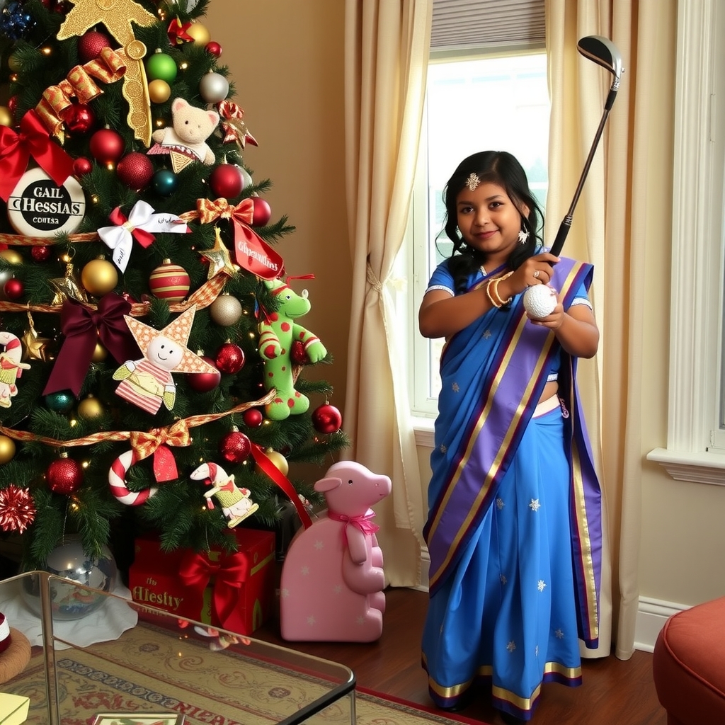 indian princess plays golf decorates christmas by मुफ्त एआई छवि जनरेटर - बिना लॉगिन के✨ | AIGAZOU