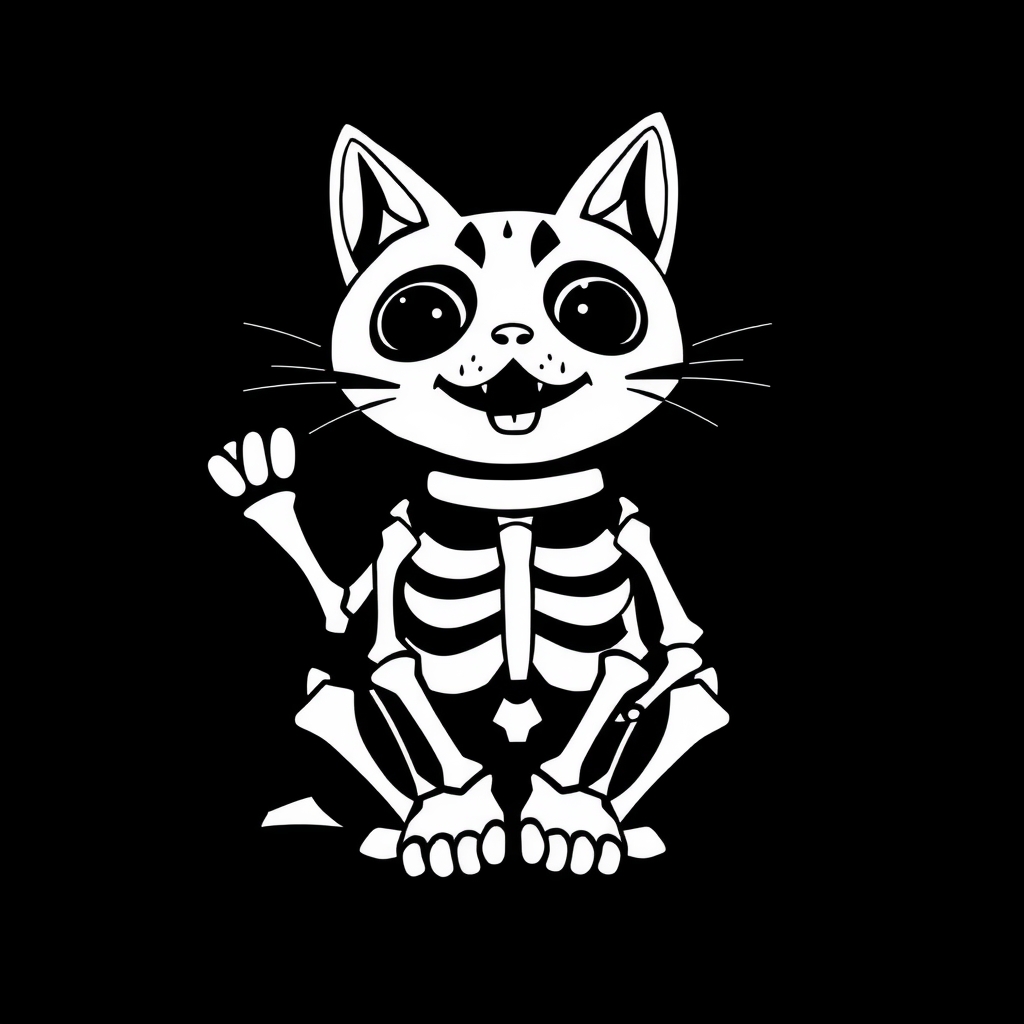 winking cat as skeleton maneki neko by मुफ्त एआई छवि जनरेटर - बिना लॉगिन के✨ | AIGAZOU