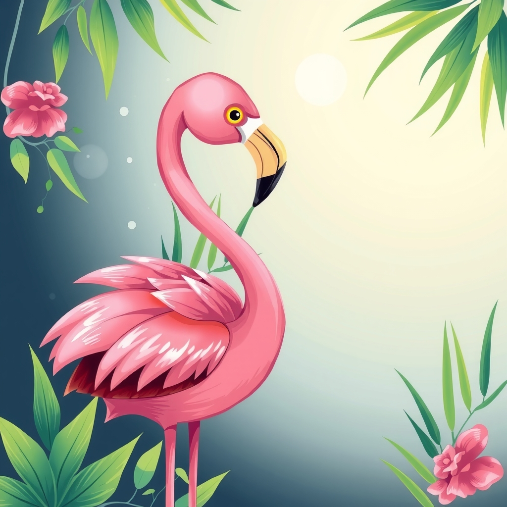 colorful fun illustration of a flamingo by मुफ्त एआई छवि जनरेटर - बिना लॉगिन के✨ | AIGAZOU