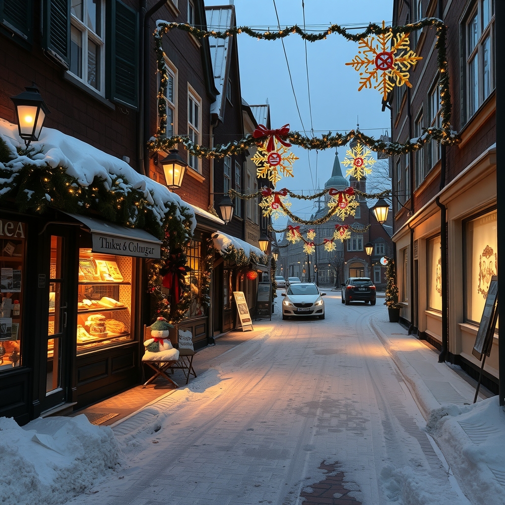 nordic christmas decorations snowy streets by मुफ्त एआई छवि जनरेटर - बिना लॉगिन के✨ | AIGAZOU