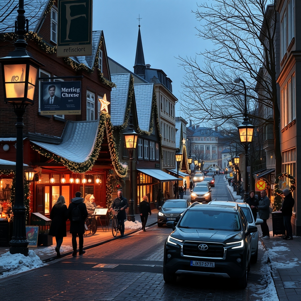 nordic christmas night street scene by मुफ्त एआई छवि जनरेटर - बिना लॉगिन के✨ | AIGAZOU