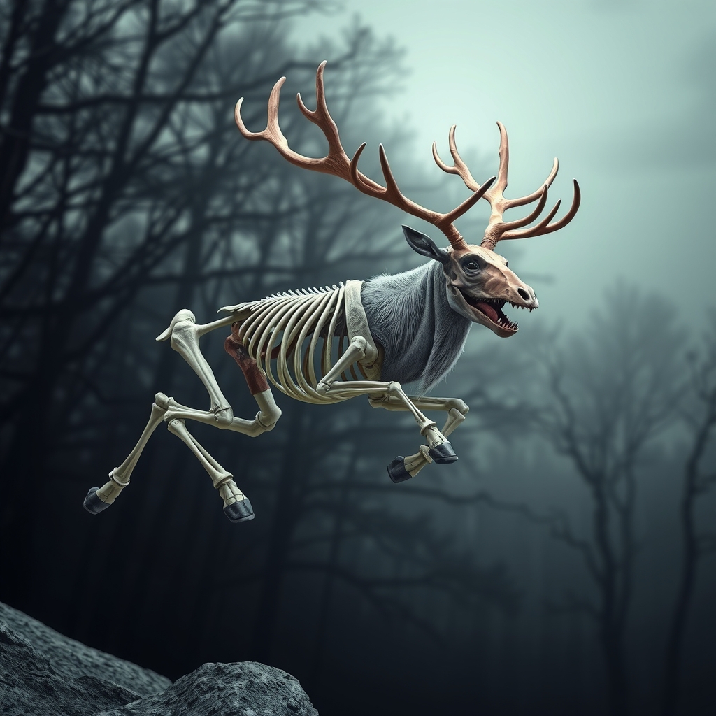 reindeer skeleton isometric angry jumping by मुफ्त एआई छवि जनरेटर - बिना लॉगिन के✨ | AIGAZOU