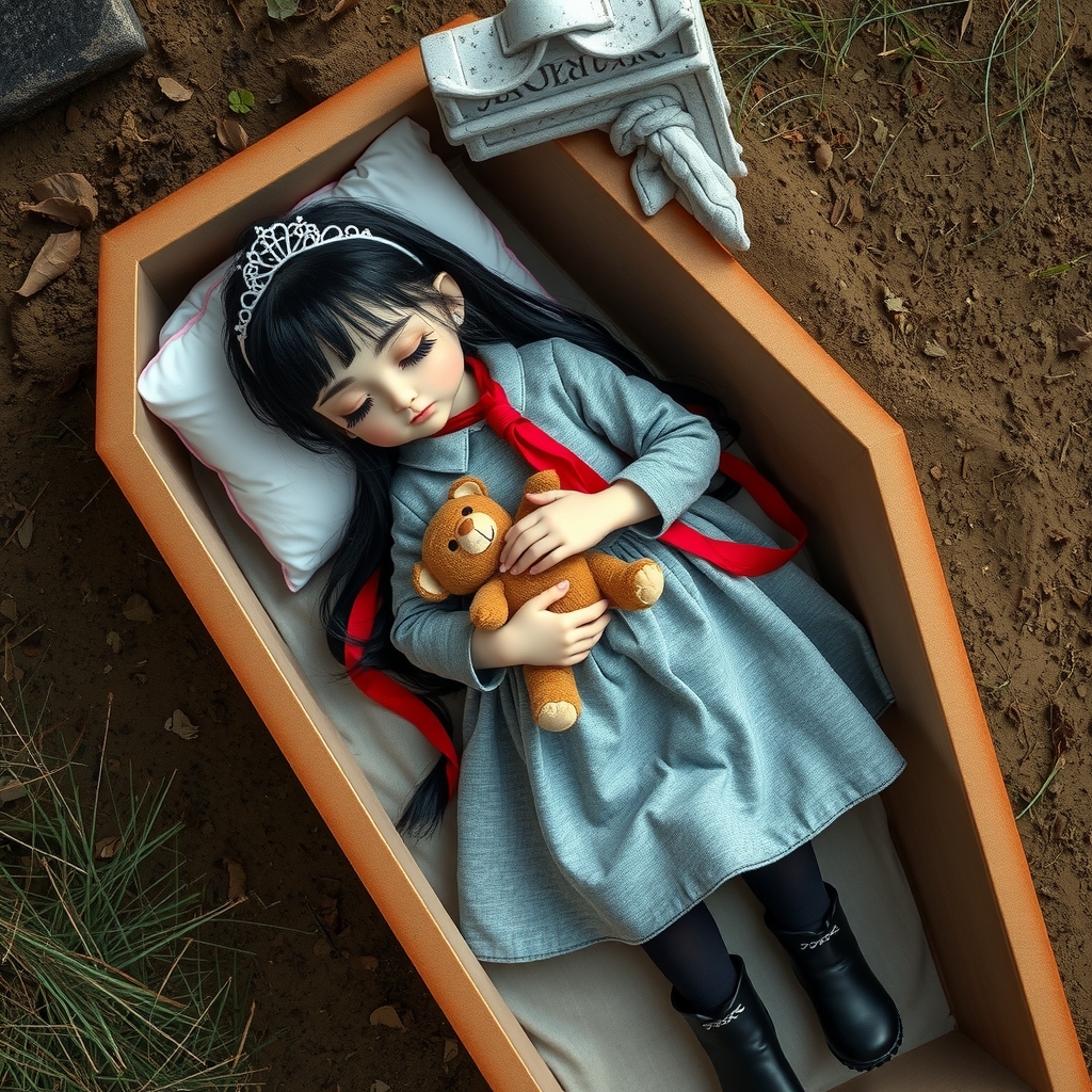 seven year old girl named nini lies in a coffin by मुफ्त एआई छवि जनरेटर - बिना लॉगिन के✨ | AIGAZOU