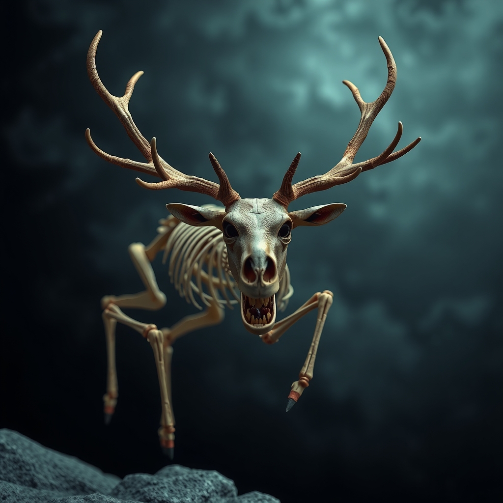 reindeer isometric jump dark wood night by मुफ्त एआई छवि जनरेटर - बिना लॉगिन के✨ | AIGAZOU