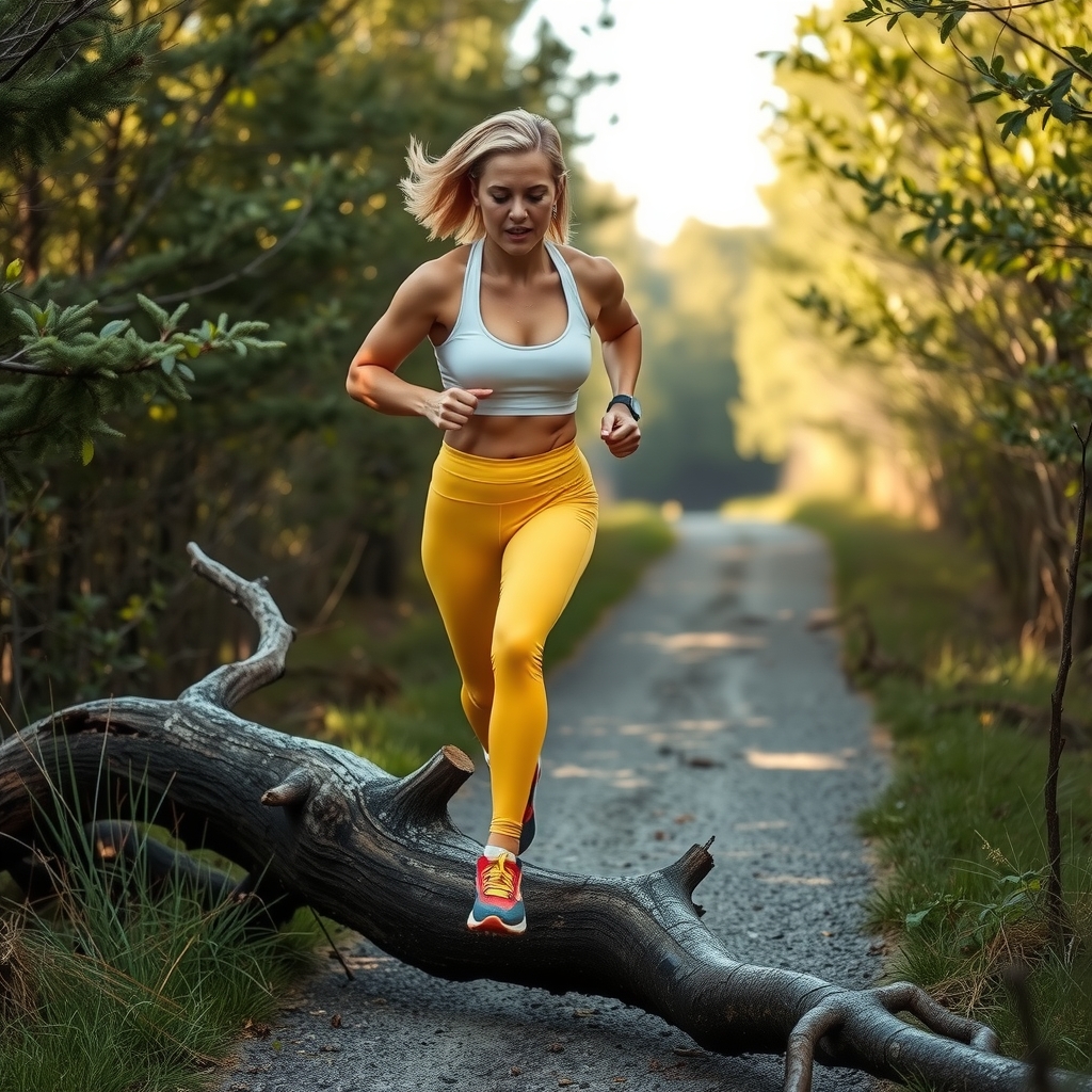 a morning jog on a narrow path by أداة مجانية لإنشاء الصور بالذكاء الاصطناعي - إنشاء الصور بدون تسجيل الدخول | AIGAZOU