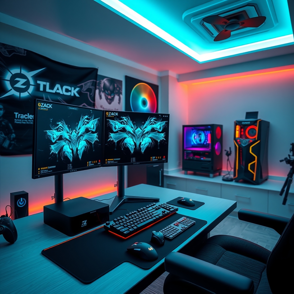 gaming monitor mouse keyboard desktop pc room by मुफ्त एआई छवि जनरेटर - बिना लॉगिन के✨ | AIGAZOU