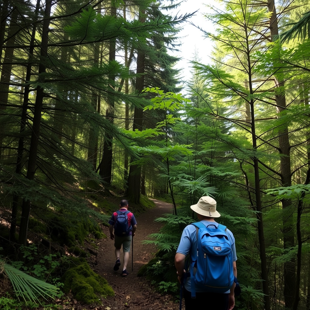 dense trees hiking scene by मुफ्त एआई छवि जनरेटर - बिना लॉगिन के✨ | AIGAZOU