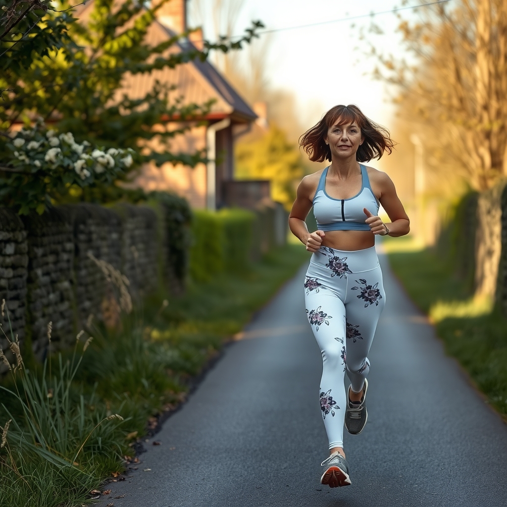 a woman jogging on a path with wide hips by मुफ्त एआई छवि जनरेटर - बिना लॉगिन के✨ | AIGAZOU