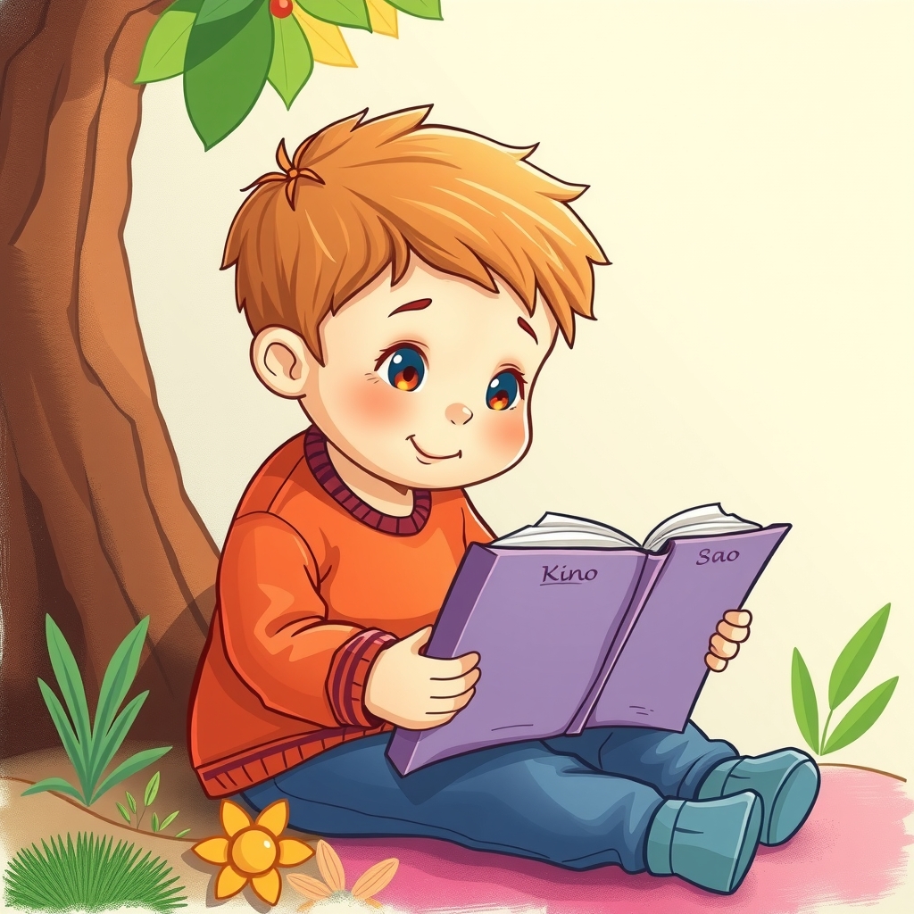 illustration fun colorful child reading book by मुफ्त एआई छवि जनरेटर - बिना लॉगिन के✨ | AIGAZOU