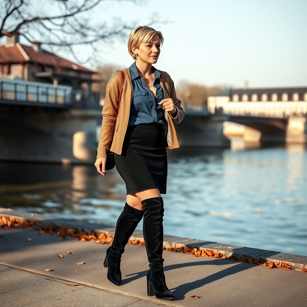 young curvy woman in black boots skirt by Générateur d'images par IA gratuit - Aucune connexion nécessaire✨ | AIGAZOU