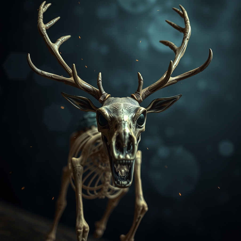 reindeer angry jump closeup night gothic by Générateur d'images par IA gratuit - Aucune connexion nécessaire✨ | AIGAZOU