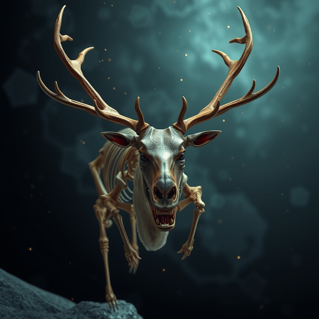 reindeer skeleton isometric angry front by मुफ्त एआई छवि जनरेटर - बिना लॉगिन के✨ | AIGAZOU