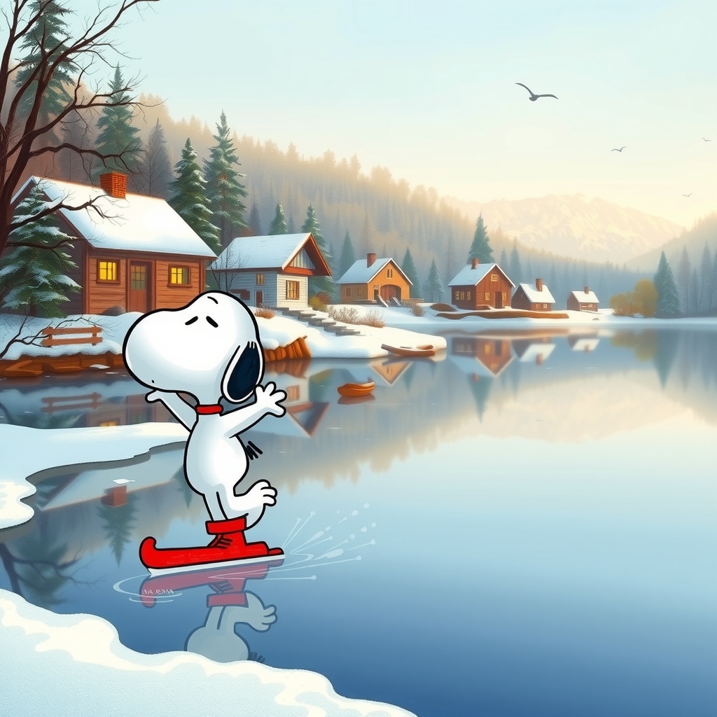 snoopy and charlie brown ice skating by मुफ्त एआई छवि जनरेटर - बिना लॉगिन के✨ | AIGAZOU